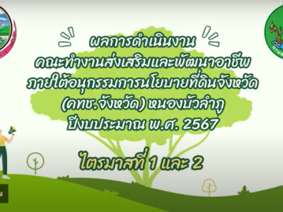 การดำเนินงานคณะทำงานส่งเสริมและพัฒนาอาชีพภายใต้อนุกรรมการนโยบายที่ดินจังหวัด (คทช.จังหวัด) พ.ศ. 2567 ไตรมาสที่ 1 และ 2 ...